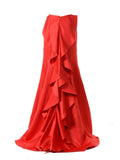 Poly USA SK18 - Red Mermaid Skirt Satin Ruffled Back View