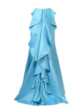 Poly USA SK18 - Turquoise Mermaid Skirt Satin Ruffled Back View