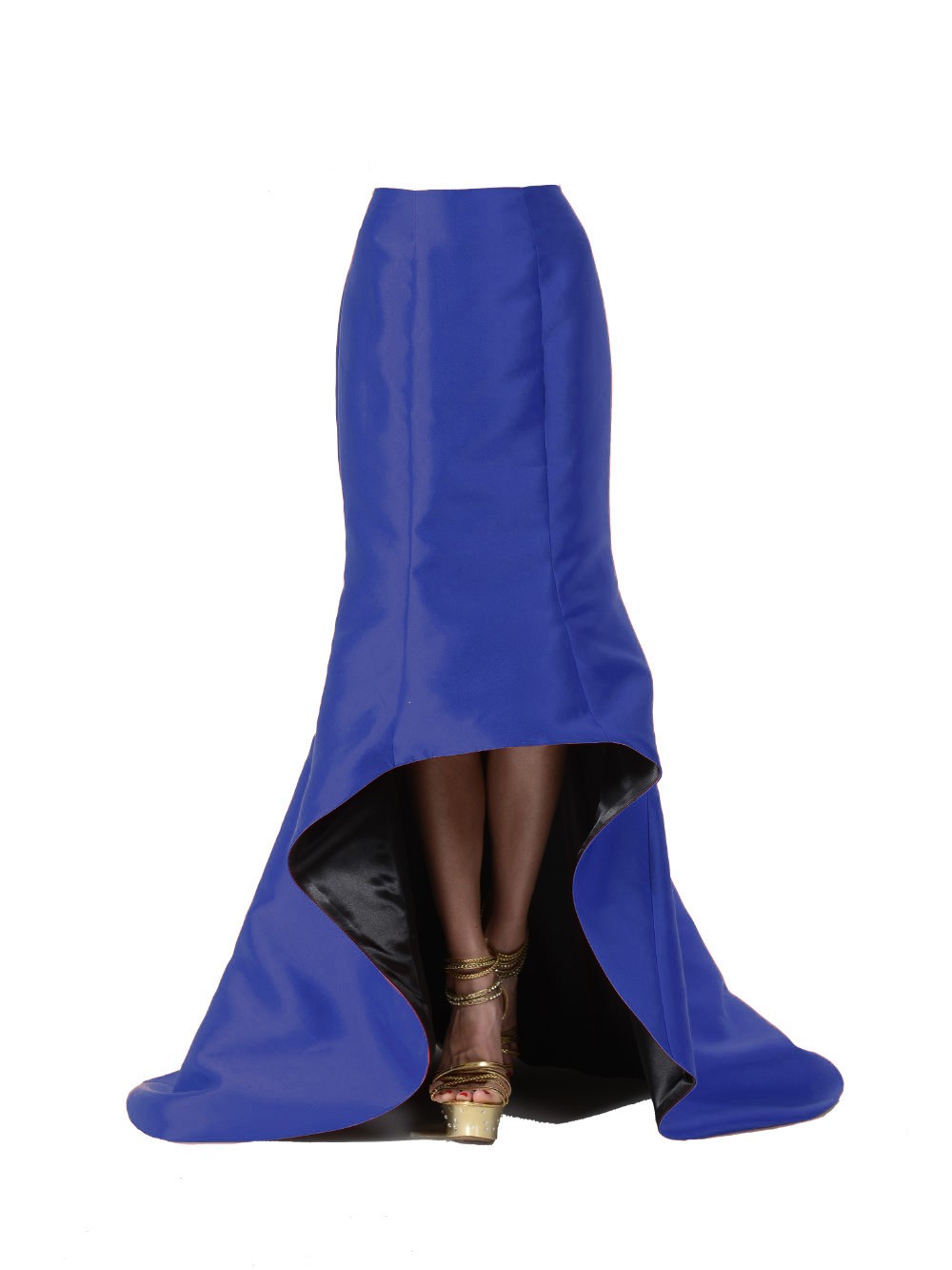 SK26 - High Low Skirt Royal Blue Mikado