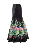 SK34 - Black Multi Color Flower Print Design Mermaid Skirt