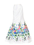 SK34 - Off White Multi Color Flower Print Design Mermaid Skirt
