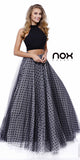 Black Polka Dot Skirt Two Piece Long Formal Dress Sleeveless