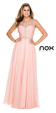 Formal A Line Prom Gown Bashful Pink Chiffon A Line Bateau Neck