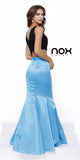 Turquoise Black Two Piece Mermaid Prom Gown Lace Top Satin Skirt