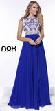 Gorgeous Chiffon A Line Prom Gown Royal Blue Cap Sleeves