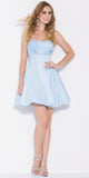 Short Satin Bubble Dress Light Blue A Line Strapless Sweetheart