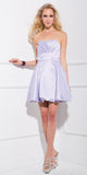 Short Satin Bubble Dress Lilac A Line Strapless Sweetheart
