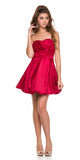 Short Satin Bubble Dress Red A Line Strapless Sweetheart