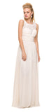 Sleeveless Chiffon Bridesmaid Dress Ivory Long Lace Bodice