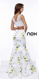 Two Piece Long Mermaid Dress with Yellow Print Skirt