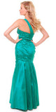 Green Long Special Occasion Dress Taffeta One Shoulder Rhinestone