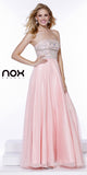 Strapless Prom Gown Bashful Pink Long Chiffon A Line Stone Bodice