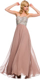 Sparkly Prom Dress Blush Tan Floor Length Strapless Empire