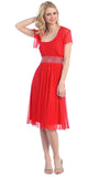 Ruched Bodice Single Strapped Red A Line Cocktail Dress