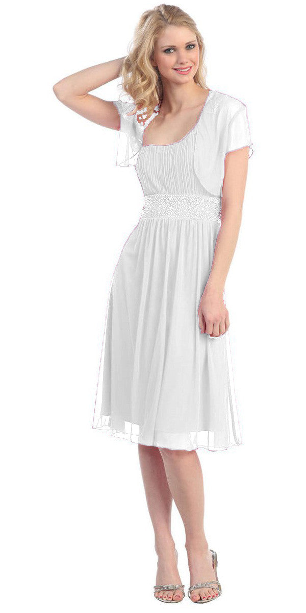 Ruched Bodice Single Strapped White A Line Cocktail Dress