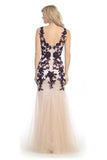 Sheath Mermaid Gown Plum Nude Illusion Neck Lace Embroidery