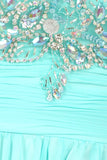 Sheer Yoke Jewel Neckline Long Mint A Line Formal Gown