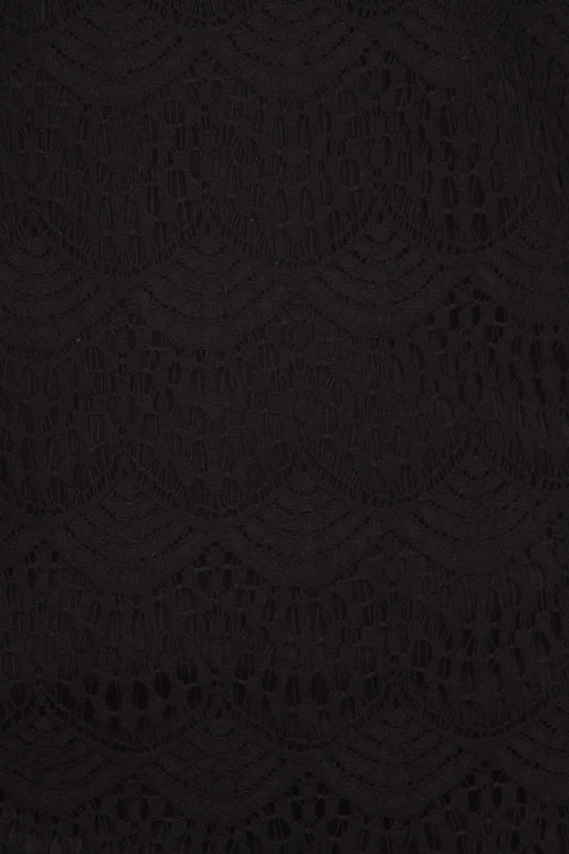 Short Crochet A Line Body Con Dress Black 3/4 Sleeves