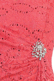 Celavie 6038 Short Sleeved Short Side Gathered Coral Dress Zoom