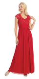Sweetheart Neck Lace Bodice Red Floor Length Dress