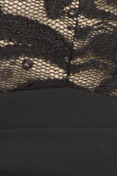 Zoom Sweetheart Neck Lace Bodice Black/Nude Floor Length Dress
