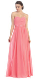 Sweetheart Neck Ruched Bodice Long A Line Coral Gown