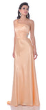 Gold Formal Prom Dress Satin One Shoulder Rhinestone Empire Gown