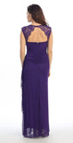 Eureka Fashion 1927 Keyhole Back Sheer Strapped Long Purple Formal Gown