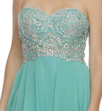 Layered Strapless Sweetheart Neckline Jade Prom Dress