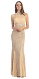 Mermaid Flair Skirt Lace Evening Gown Gold Pearl Necklace