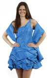 Plus Size Turquoise Prom Dress Bubble One Strap Short Ruffle