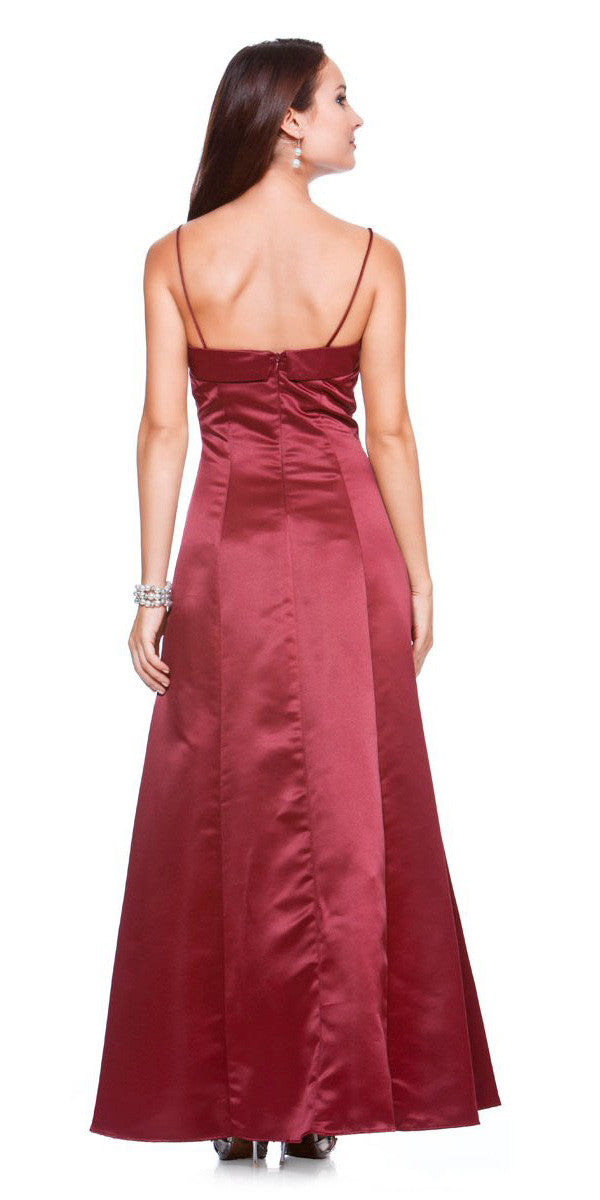 Plus Size Burgundy Bridesmaid Dress Poly Satin Spaghetti Strap A Line Gown