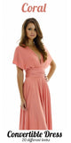 Poly USA 7022 - Long Coral Convertible Jersey Dress 20 Different Looks