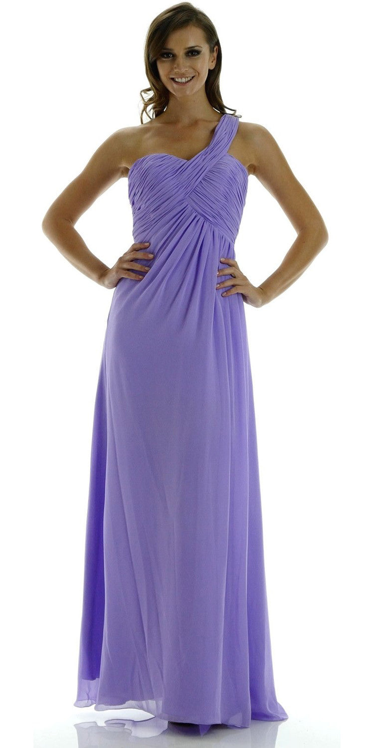 Long One Shoulder Chiffon Semi Formal Dress Lilac One Shoulder