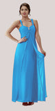 Ocean Blue Semi Formal Dress Long Chiffon Overlay Wide Straps