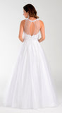 Poly USA 7490 White Cotillion A Line Dress Lace Applique Top