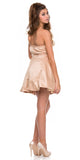 Gold Short Satin Bubble Dress A Line Strapless Sweetheart Back View