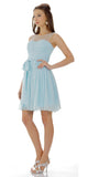 Short Sleeveless Chiffon Bridesmaid Dress Aqua Illusion Neck