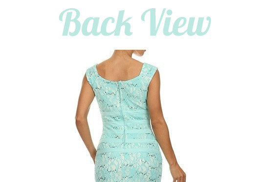 Two Tone Mint Ivory Overlay Short Lace Dress Wide Strap