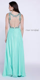 Mint Open Back Sleeveless long Prom Dress Jewel Top