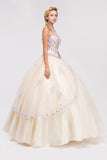 Halter Neck Corset Bodice Ivory/Lilac Princess Gown Poofy