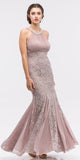 Mermaid Flair Skirt Lace Evening Gown Mocha Pearl Necklace