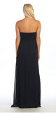 Asymmetrical Skirt Black Dress Strapless Empire Waist Rhinestone Top