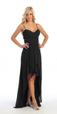 Chiffon High Low Black Dress Spaghetti Straps Peek A Boo Slits