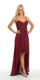 Chiffon High Low Burgundy Dress Spaghetti Straps Peek A Boo Slits