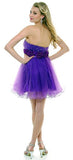 Purple Homecoming Dress Short A Line Tulle Skirt Strapless Flower