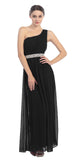 Grecian Inspired Black Chiffon Gown Long One Shoulder