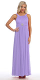 Long Military Ball Dress Lilac Wide Stones Straps Empire Waist