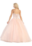 Long Studded Corset Bodice Blush Cotillion Ball Gown