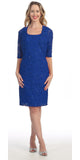 Modest Royal Blue Short Lace Dress With Matching Bolero Jacket